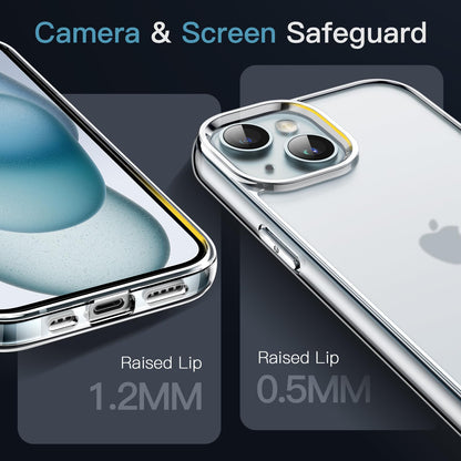 JETech Case for iPhone 15 6.1-Inch, Non-Yellowing Shockproof Phone Bumper Cover, Anti-Scratch Clear Back (Clear)