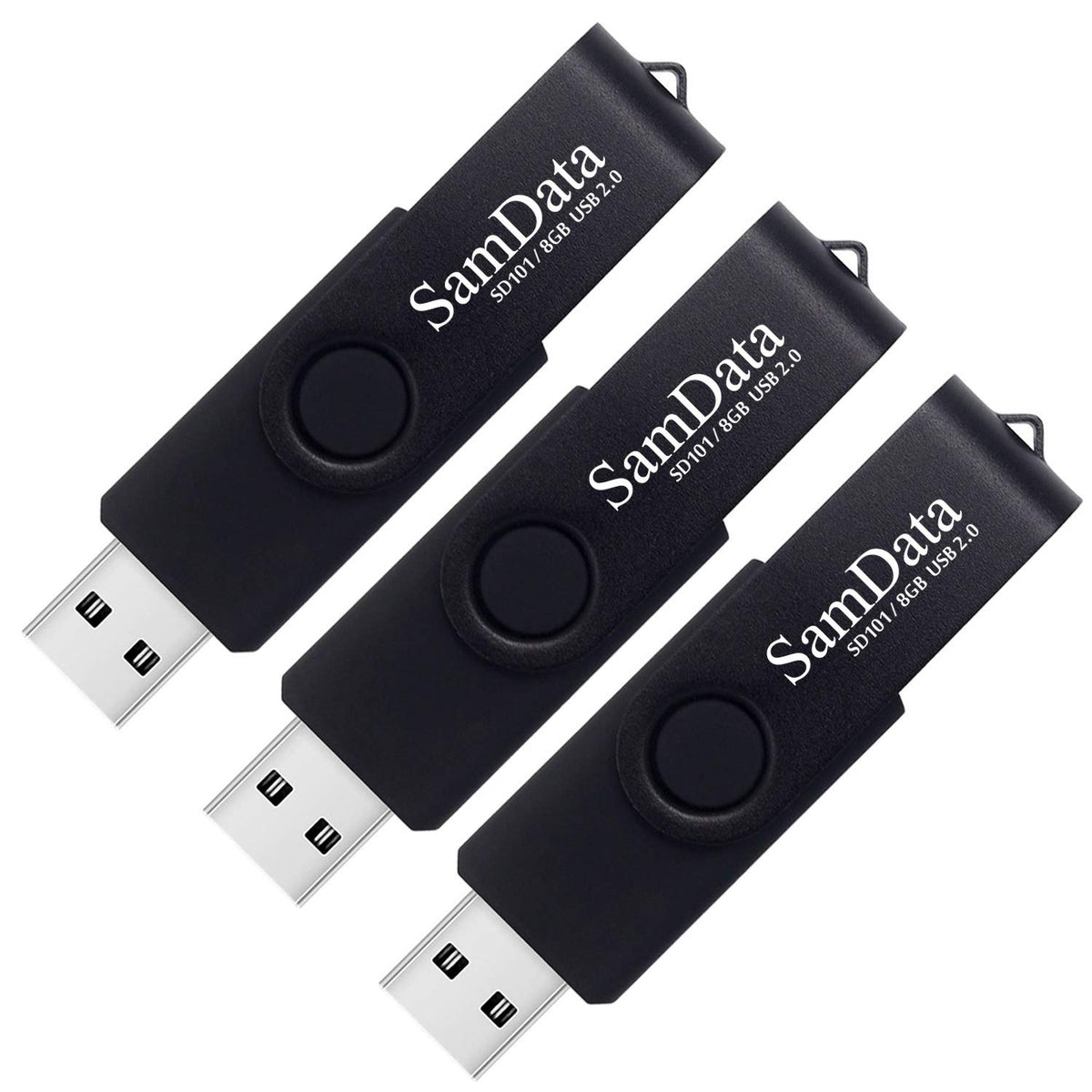 SamData USB Flash Drive 8GB 1 Pack USB 2.0 Thumb Drive Swivel Memory Stick Data Storage Jump Drive Zip Drive Drive with Led Indicator (Black, 8GB-1Pack)