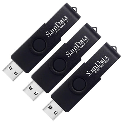 SamData USB Flash Drive 8GB 1 Pack USB 2.0 Thumb Drive Swivel Memory Stick Data Storage Jump Drive Zip Drive Drive with Led Indicator (Black, 8GB-1Pack)