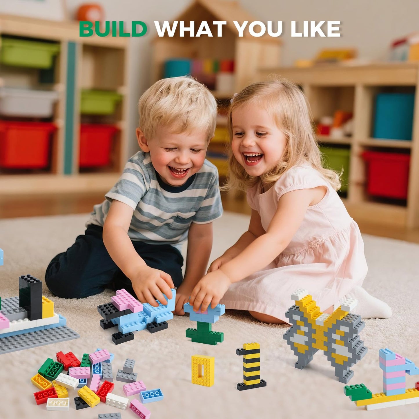 HUIZDQ 1500 Pieces Building Bricks, Classic Bulk Small Blocks, Classic Bricks Set Basic Building Blocks Compatible with All Major Brands
