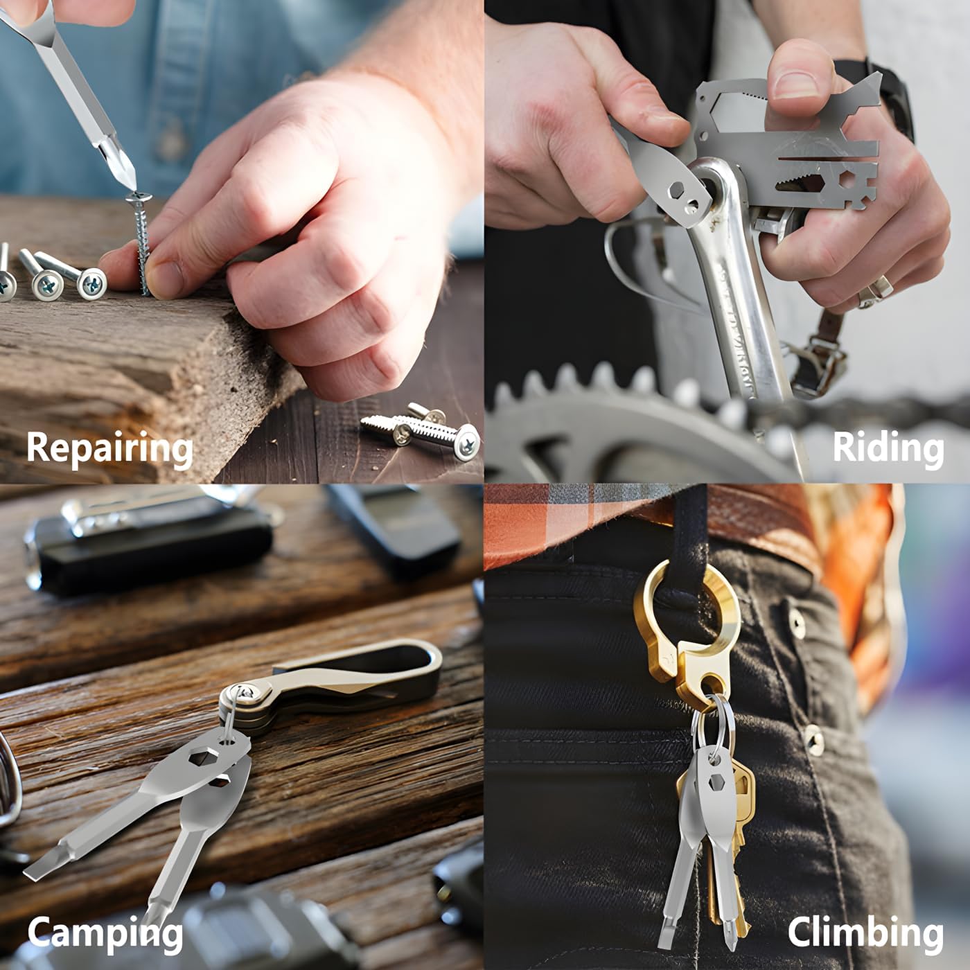 Gifts for men, Father's Day gifts 4-in-1 Pocket Screwdriver Keychain Tools, Mens for Dad Husband Boyfriends Cool Gadgets (Upgraded Style - White)
