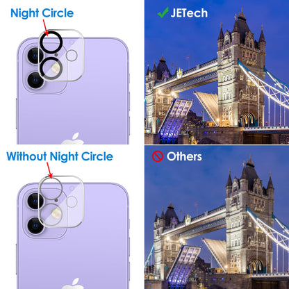 JETech Camera Lens Protector for iPhone 12 Pro Max 6.7-Inch, 9H Tempered Glass, HD Clear, Anti-Scratch, Case Friendly, Does Not Affect Night Shots, 3-Pack