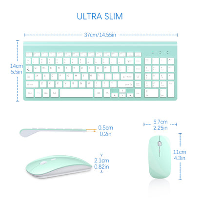 TopMate Wireless Keyboard and Mouse Ultra Slim Combo, 2.4G Silent Compact USB 2400DPI Mouse and Scissor Switch Keyboard Set with Cover, Batteries Included, for PC/Laptop/Windows/Mac - White