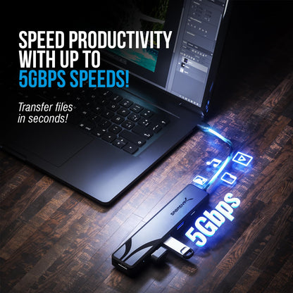 SABRENT 4-Port USB 3.0 Hub with Individual LED Power Switches - Slim, Portable Design - 2 Ft Cable - Fast Data Transfer - Compatible with Mac & PC (HB-UM43)