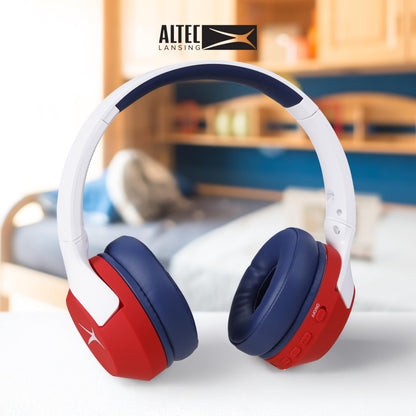 Altec Lansing Kid Safe Noise Cancelling Wireless Headphones 15H Battery, 85dB Volume Limit, Foldable Design Powerful Sound, Active Noise Cancellation Perfect for Kids Ages 7+ (Whiteout Pop Pink)
