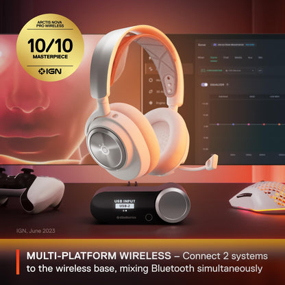SteelSeries Arctis Nova Pro Wireless Multi-System Gaming Headset - Premium Hi-Fi Drivers - Active Noise Cancellation - Infinity Power System - ClearCast Gen 2 Mic - PC, PS5, PS4, Switch, Mobile