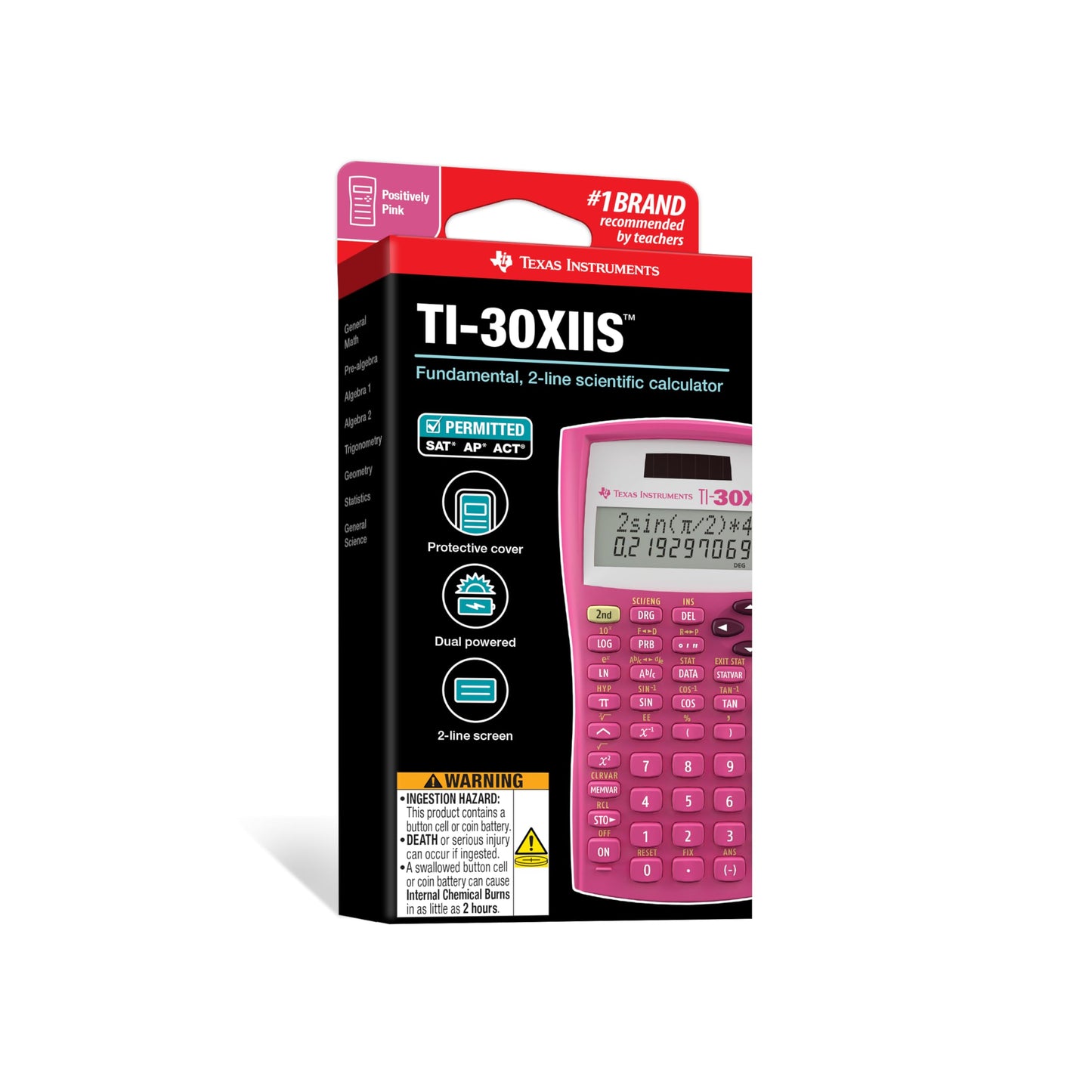 Texas Instruments TI-30XIIS Scientific Calculator, Black with Blue Accents (30XIIS/TBL/1L1/BK)