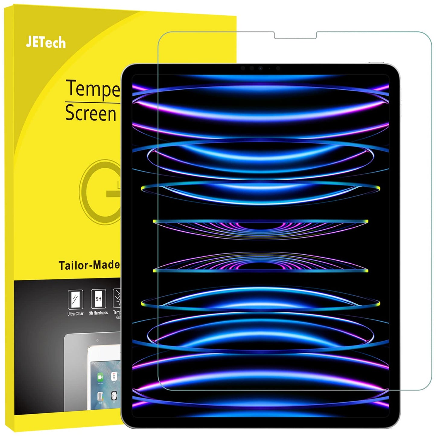 JETech Screen Protector for iPad (10.2-Inch, 2021/2020/2019 Model, 9/8/7 Generation), Tempered Glass Film, 1-Pack