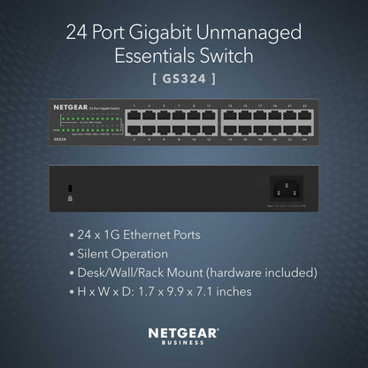 NETGEAR 8-Port Gigabit Ethernet Unmanaged Essentials Switch (GS308) - Home Network Hub, Office Ethernet Splitter, Plug-and-Play, Silent Operation, Desktop or Wall Mount