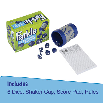 Farkle Classic Dice Games – Kids, Family Games, Travel Game, Adult Games, Board Game, Dice Cup, Dice Set, Farkle Score Sheets Included, Ages 8+