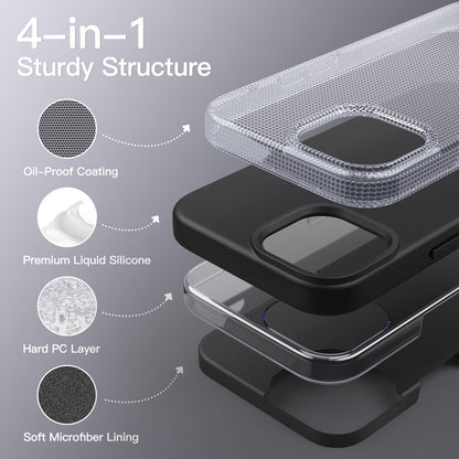JETech Silicone Case for iPhone 15 Pro Max 6.7-Inch, Silky-Soft Touch Full-Body Protective Phone Case, Shockproof Cover (Black)