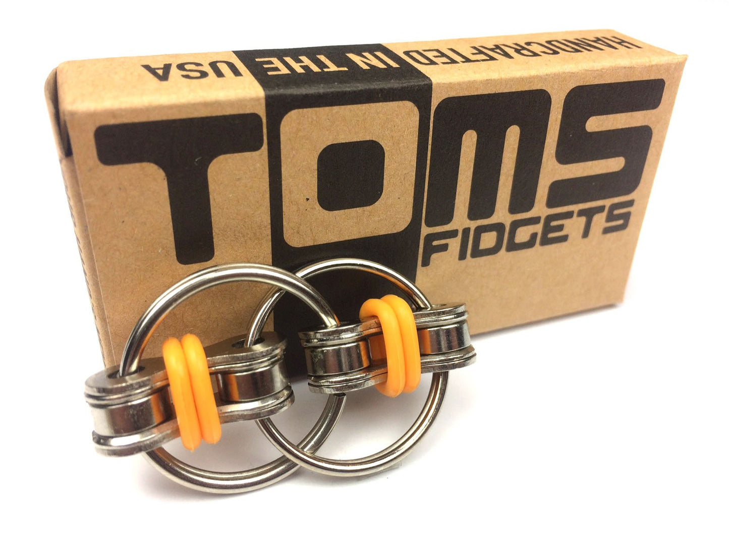 Tom's Fidgets Original Flippy Chain Fidget Toy - Perfect for ADHD, Anxiety, and Autism - Bike Chain Fidget Stress Reducer for Adults and Kids (Single Blue)