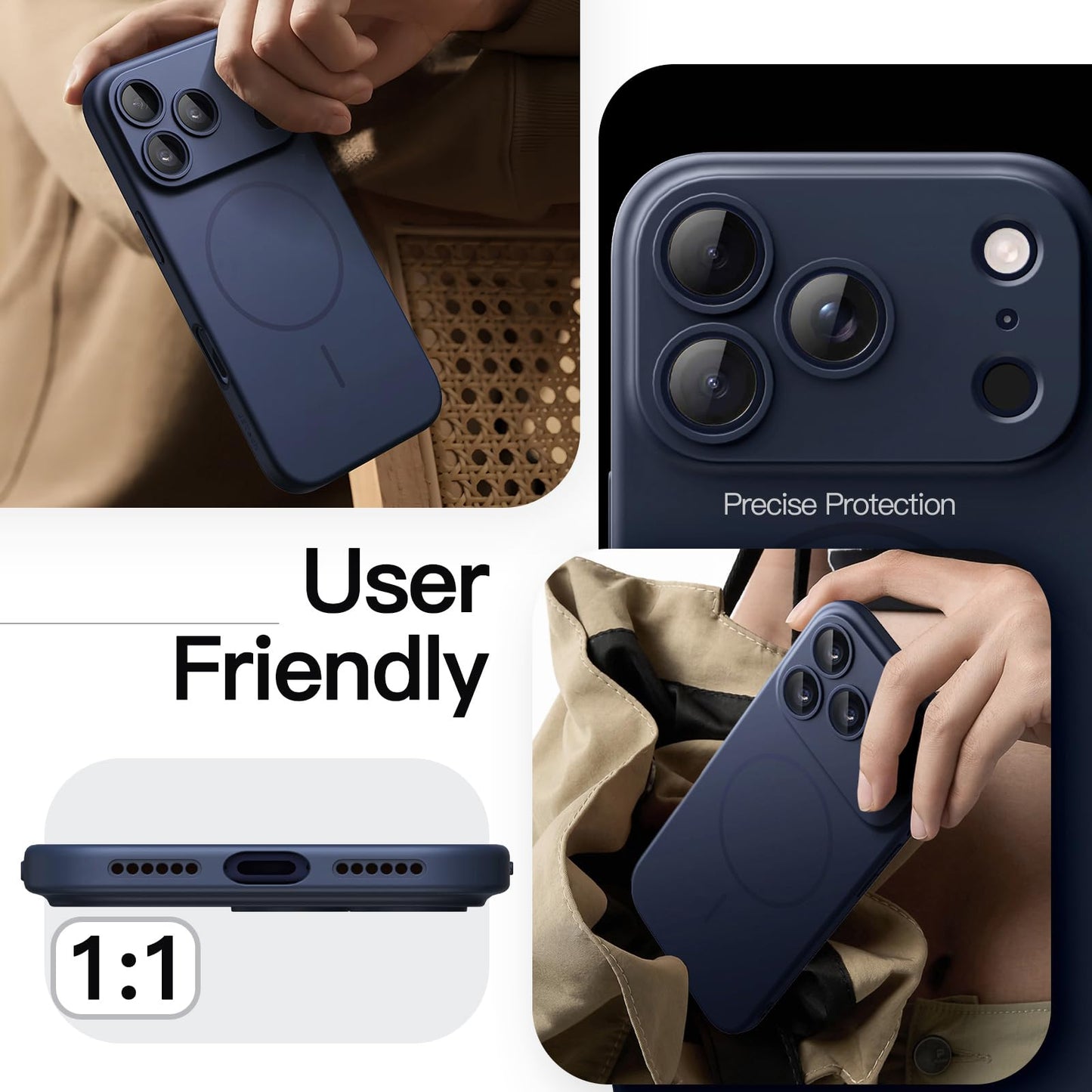 JETech Magnetic Slim Case for iPhone 17 Pro Max 6.9-Inch, Compatible with MagSafe, Ultra-Thin Lightweight Minimalist Phone Cover with Matte Finish and Full Camera Lens Protection (Black)