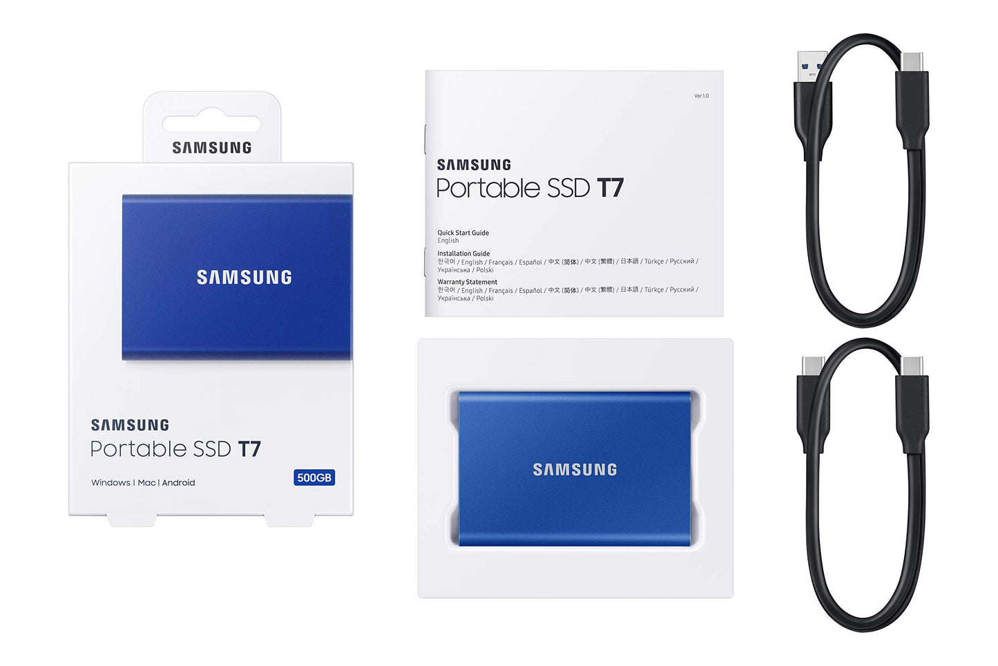 Samsung T7 Portable SSD, 1TB External Solid State Drive, Speeds Up to 1,050MB/s, USB 3.2 Gen 2, Reliable Storage for Gaming, Students, Professionals, MU-PC1T0T/AM, Gray