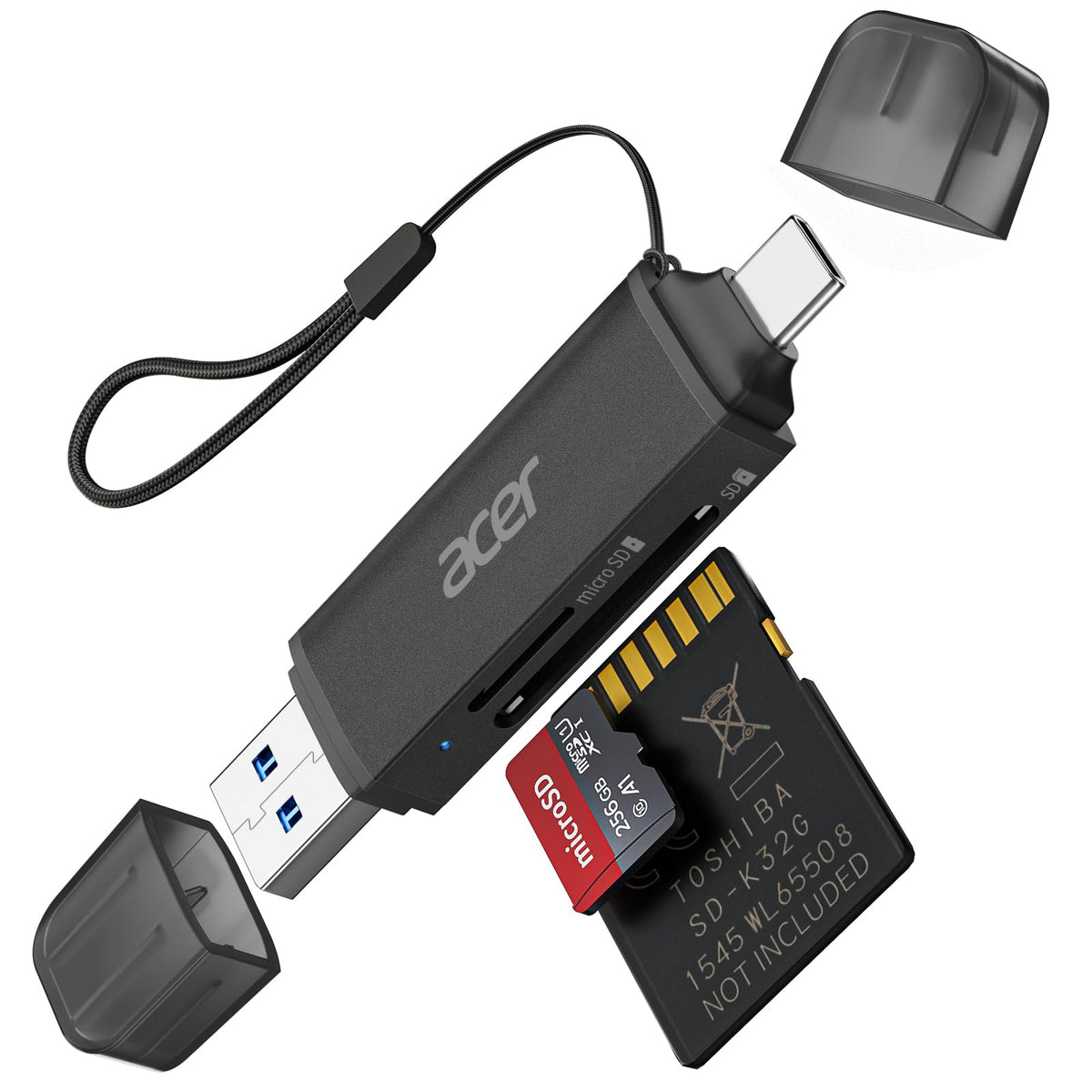 acer SD Card Reader USB C, Dual Slots USB Type C to Micro SD Card Adapter