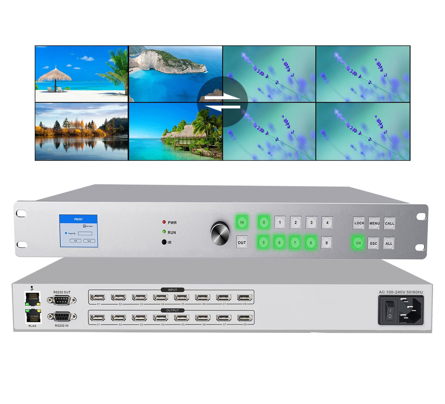 ICUIXIAN 16x16 HDMI Matrix Switch 4K@30Hz with Web GUI+LAN Port+Rs232 Control, Rack Mount HDMI Matrix 16x16 Support EDID, HDCP, Backlit Button, LED Screen Display (16 hdmi switcher 1x16 Splitter)