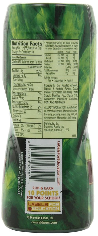 Emerald Cocoa Roast Almonds, Dark Chocolate, 10 oz Canister (Pack of 4)