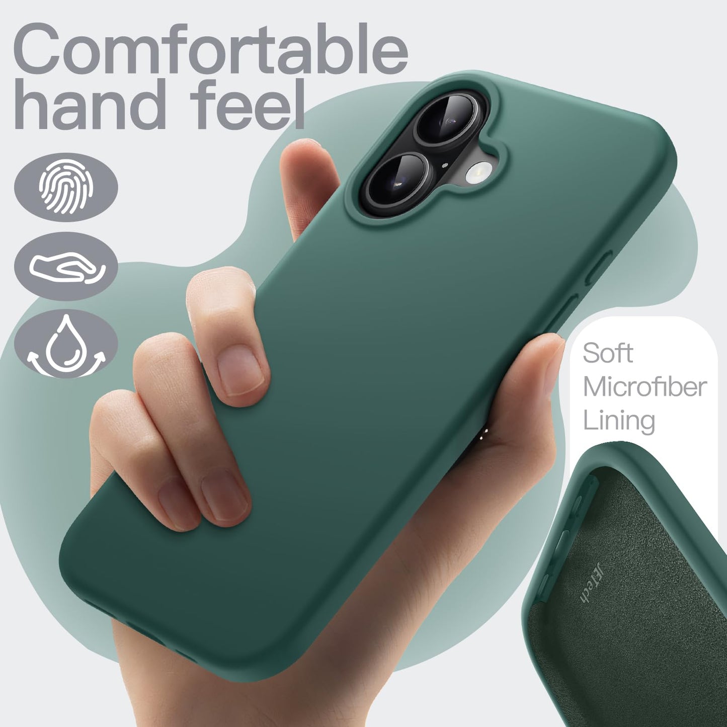 JETech Liquid Silicone Case for iPhone 17 Pro Max 6.9-Inch, Silky Soft Touch Full-Body Protection, Anti-Scratch Shockproof Phone Cover with Microfiber Lining (Dark Blue)