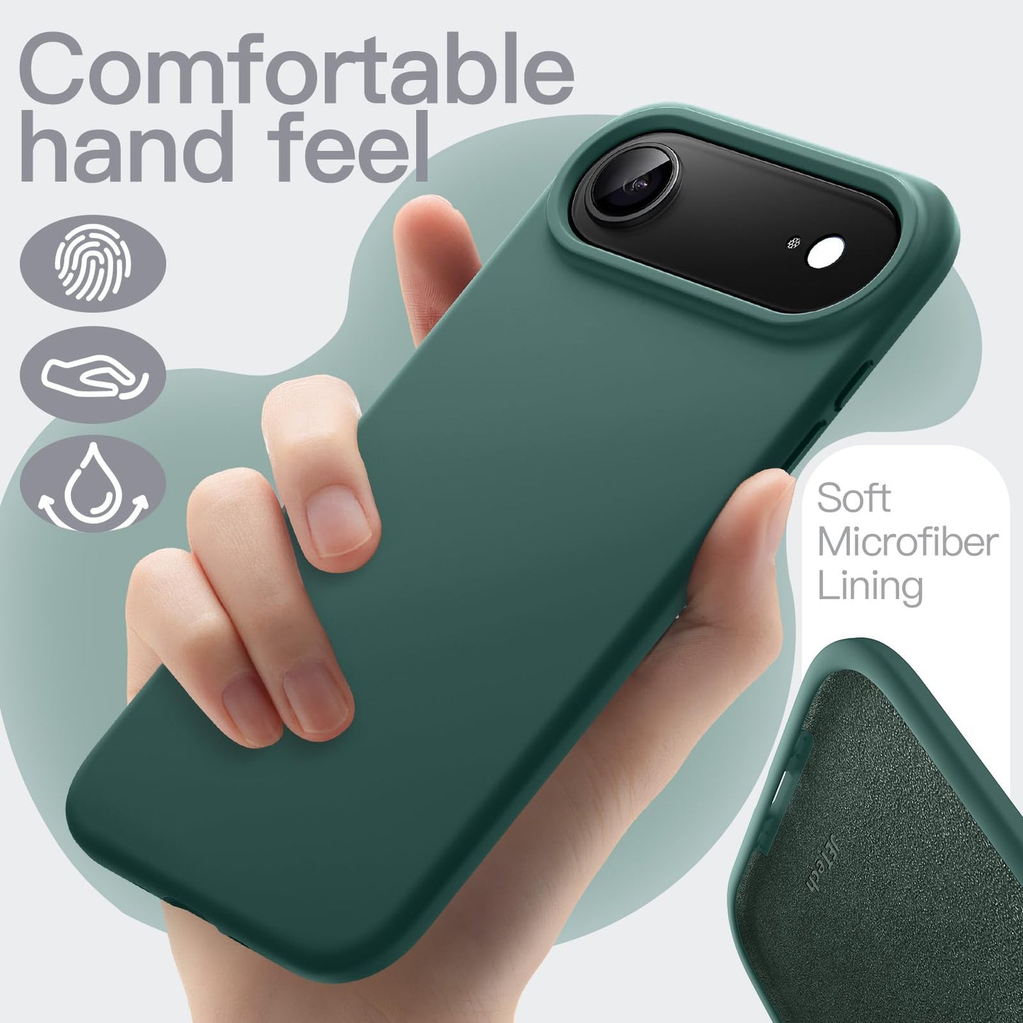 JETech Liquid Silicone Case for iPhone 17 Pro Max 6.9-Inch, Silky Soft Touch Full-Body Protection, Anti-Scratch Shockproof Phone Cover with Microfiber Lining (Dark Blue)