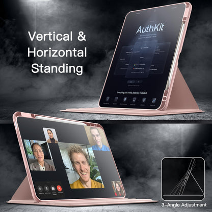 JETech Rotating Case for iPad Air 13-Inch M4/M3/M2 (2026/2025/2024) with Pencil Holder, 360 Degree Rotation Protective Stand Cover Clear Back, Auto Wake/Sleep (Purple)
