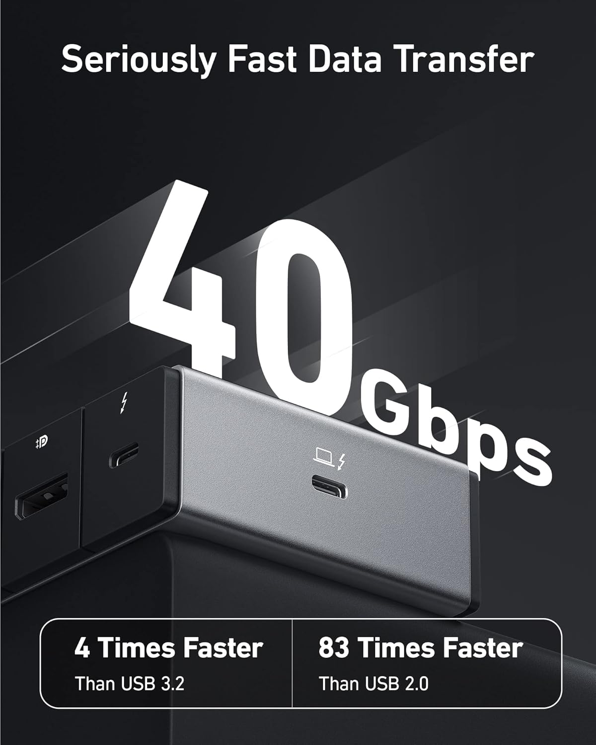 Anker 778 Thunderbolt Docking Station (12-in-1, Thunderbolt 4), 40 Gbps with Max 100W Charging for Laptop, Single 8K, Quad 4K Display, Ethernet, 6 USB Ports for Dell, HP Laptops and More(Gray)