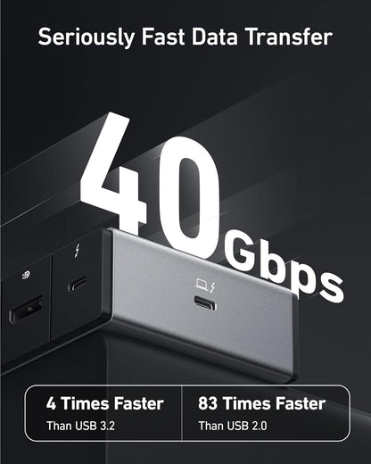 Anker 778 Thunderbolt Docking Station (12-in-1, Thunderbolt 4), 40 Gbps with Max 100W Charging for Laptop, Single 8K, Quad 4K Display, Ethernet, 6 USB Ports for Dell, HP Laptops and More(Gray)
