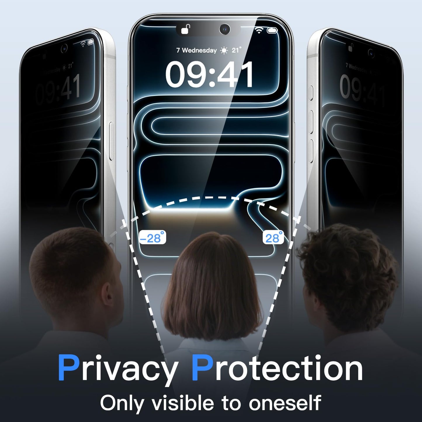 JETech Privacy Screen Protector for iPhone 15 6.1-Inch, Anti-Spy Tempered Glass Film with Easy Installation Tool, 2-Pack
