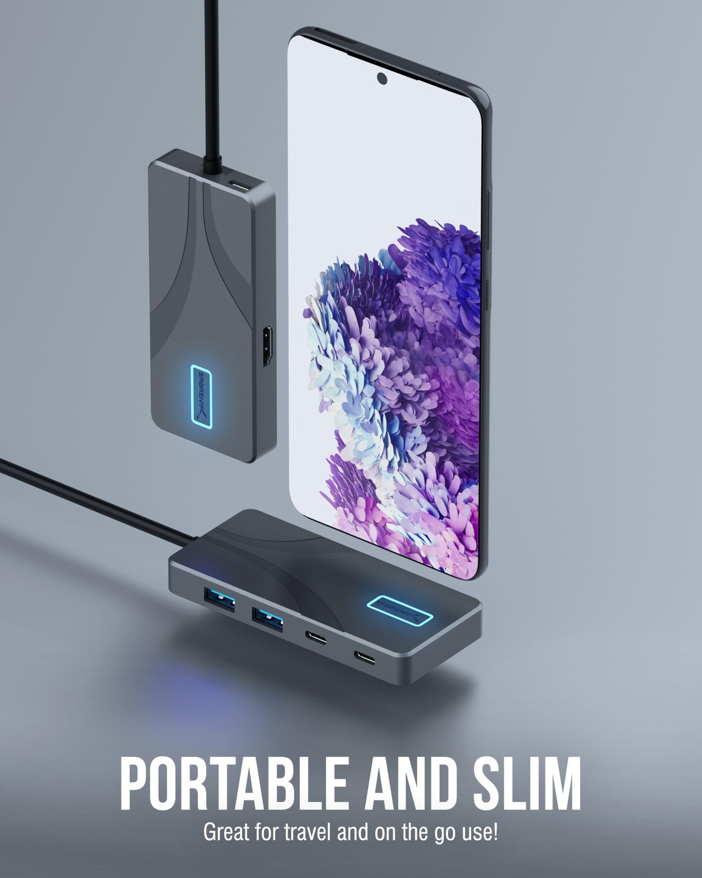 SABRENT 4-Port USB 3.0 Hub with Individual LED Power Switches - Slim, Portable Design - 2 Ft Cable - Fast Data Transfer - Compatible with Mac & PC (HB-UM43)