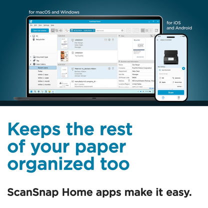 ScanSnap iX1600 Wireless or USB High-Speed Cloud Enabled Document, Photo & Receipt Scanner with Large Touchscreen and Auto Document Feeder for Mac or PC, 17 watts, Black