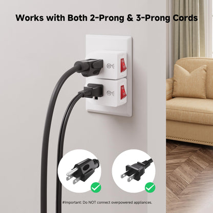[ETL Listed] Cable Matters 3-Pack Grounded Outlet Switch with On Off, Plug Switch On Off, Single Outlet Adapter, Black