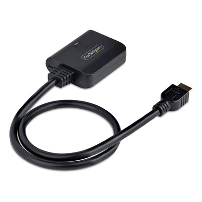 StarTech.com 4K HDMI Splitter 1 In 2 Out - 4K 30Hz HDMI 1.4 2 Port Video Splitter Box -with high speed HDMI cable, USB power cable - Black (ST122HD4KU)