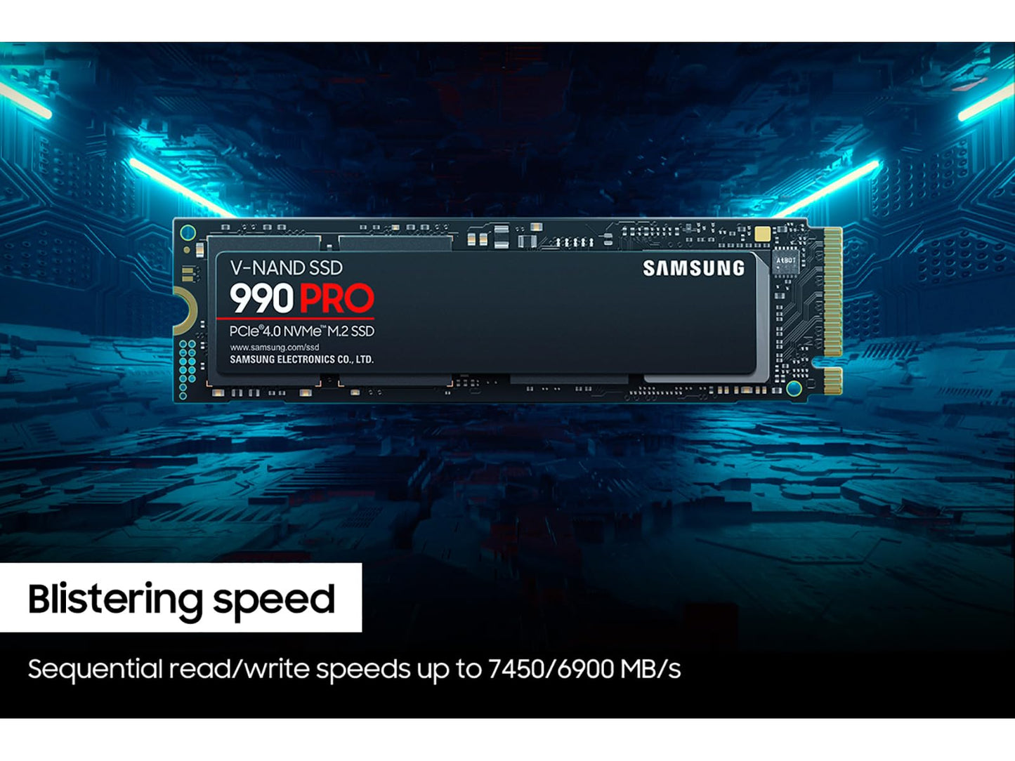 Samsung 990 PRO SSD 1TB PCIe 4.0 M.2 2280 Internal Solid State Hard Drive, Seq. Read Speeds Up to 7,450 MB/s for High End Computing, Gaming, and Heavy Duty Workstations, MZ-V9P1T0B/AM