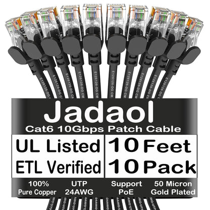 Jadaol Cat 6 Ethernet Cable 50 ft, 10Gbps Support Cat8 Cat7 Network, Flat RJ45 LAN Patch Cable, High-Speed Wired Internet Cable for Router, Modem, Switch, Gaming Consoles, PC, Streaming Devices, White