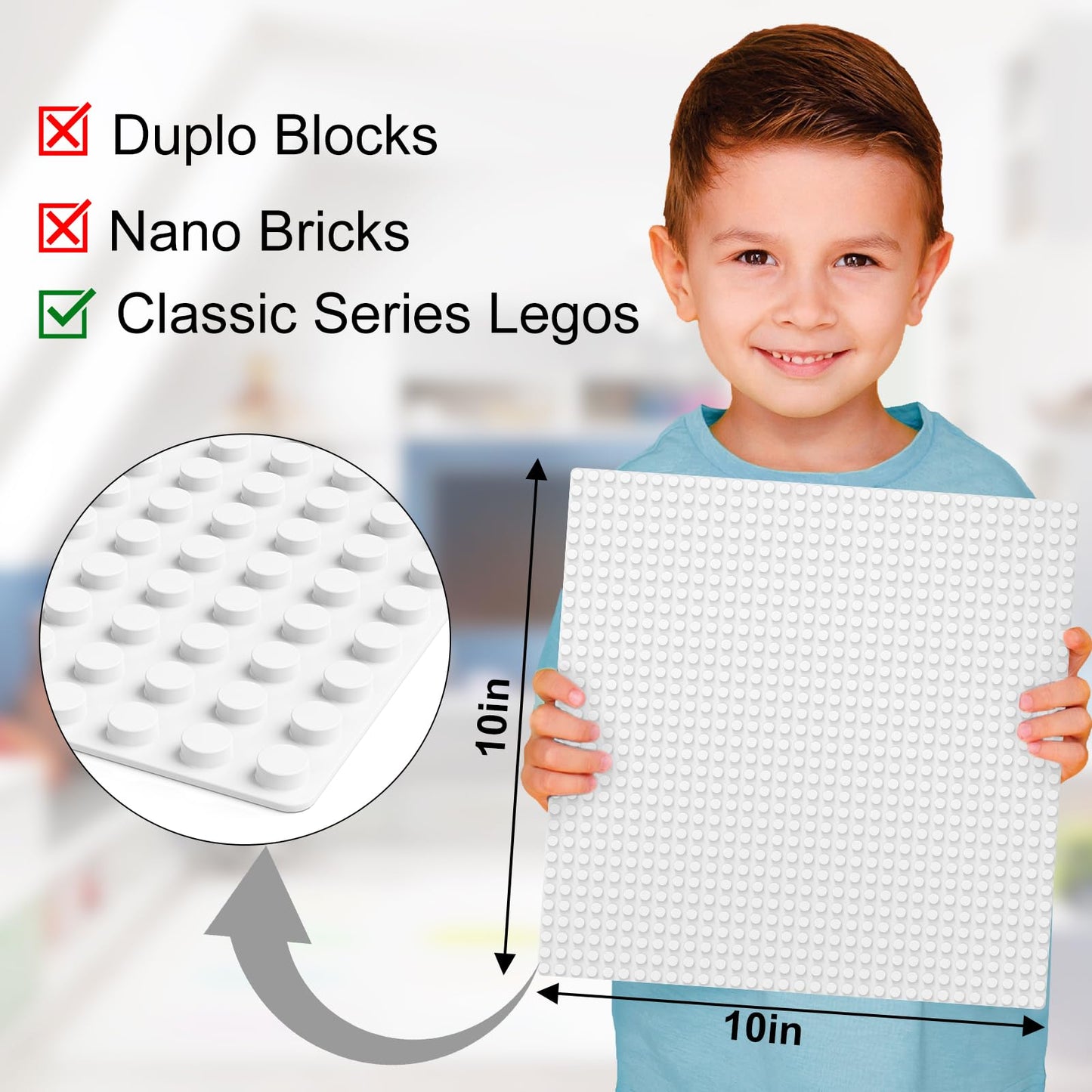 Pokiiulk Classic Gray Baseplates, 32x32 Studs Square Base Plates for Play or Display Bricks Creations, Compatible with Classic Legos, 10" x 10", Pack of 2, Perfect for City Streets, Castle, Mountains