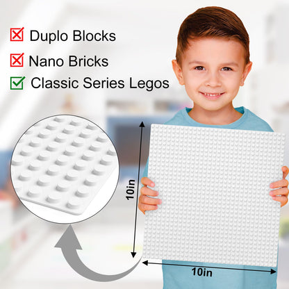 Pokiiulk Classic Gray Baseplates, 32x32 Studs Square Base Plates for Play or Display Bricks Creations, Compatible with Classic Legos, 10" x 10", Pack of 2, Perfect for City Streets, Castle, Mountains