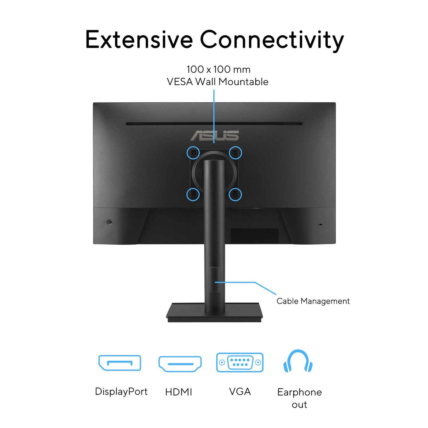 ASUS 27 Inch Desktop Monitor - Full HD (1920 x 1080), IPS, 75Hz, Adaptive-Sync, HDMI, D-Sub, Frameless - VA27EHE