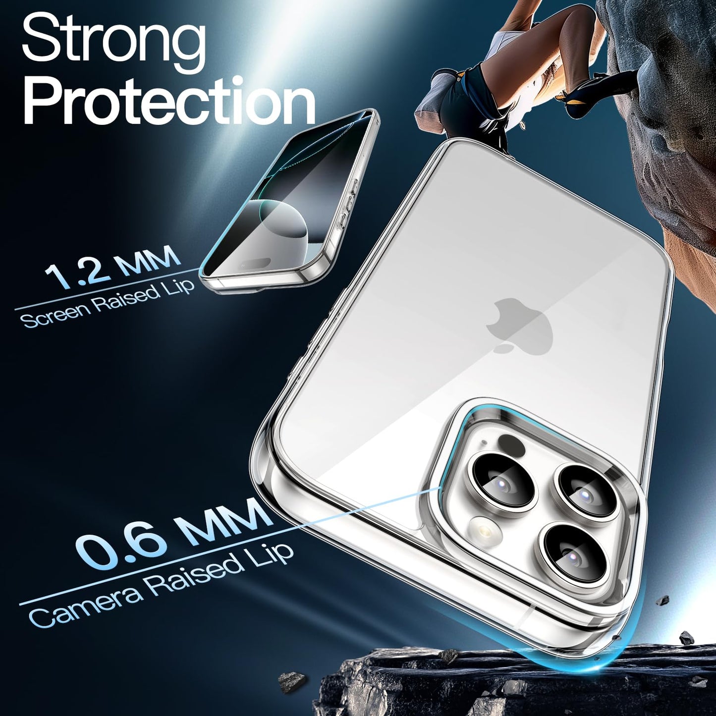 JETech Case for iPhone 16 6.1-Inch, Non-Yellowing Shockproof Phone Bumper Cover, Anti-Scratch Clear Back (Clear)