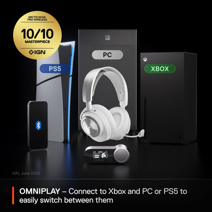 SteelSeries Arctis Nova Pro Wireless Multi-System Gaming Headset - Premium Hi-Fi Drivers - Active Noise Cancellation - Infinity Power System - ClearCast Gen 2 Mic - PC, PS5, PS4, Switch, Mobile