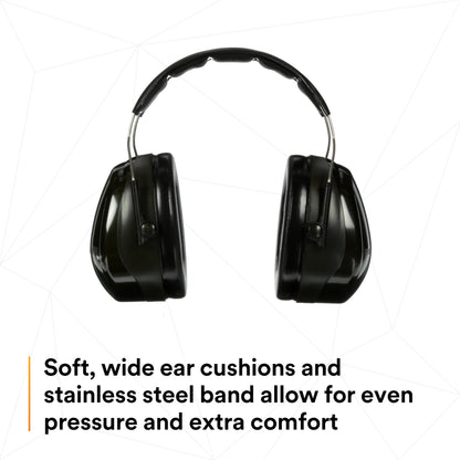 3M PELTOR Hearing Protection Optime 101 Earmuffs, Over the Head, H7A, 25 dB NRR, Adjustable Earcups, E-A-Rfit Compatible, Stainless Steel, Pack of 1, Black/Red