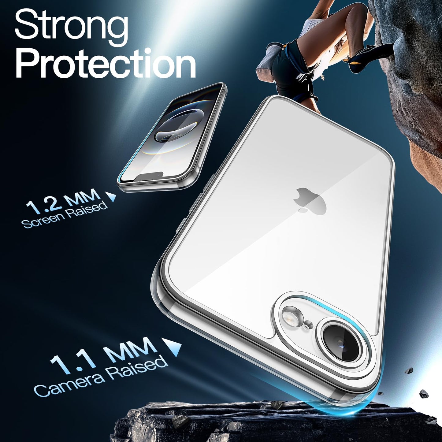 JETech Case for iPhone 16 6.1-Inch, Non-Yellowing Shockproof Phone Bumper Cover, Anti-Scratch Clear Back (Clear)