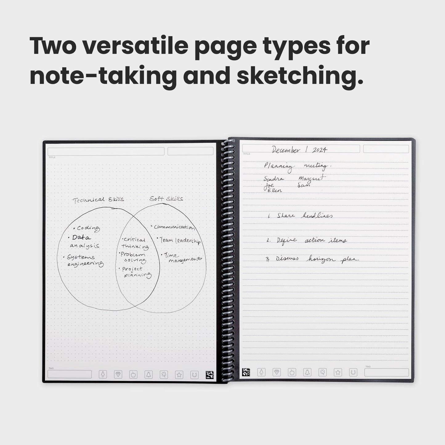 Rocketbook Fusion Hybrid Reusable Planner and Notebook in One, Additional Blank Pages, Goal and Project Tracker, Undated Planner, Letter Size 8.5x11, Black (Pack of 1)