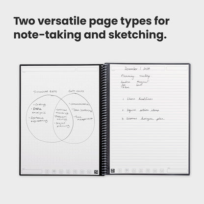 Rocketbook Fusion Hybrid Reusable Planner and Notebook in One, Additional Blank Pages, Goal and Project Tracker, Undated Planner, Letter Size 8.5x11, Black (Pack of 1)