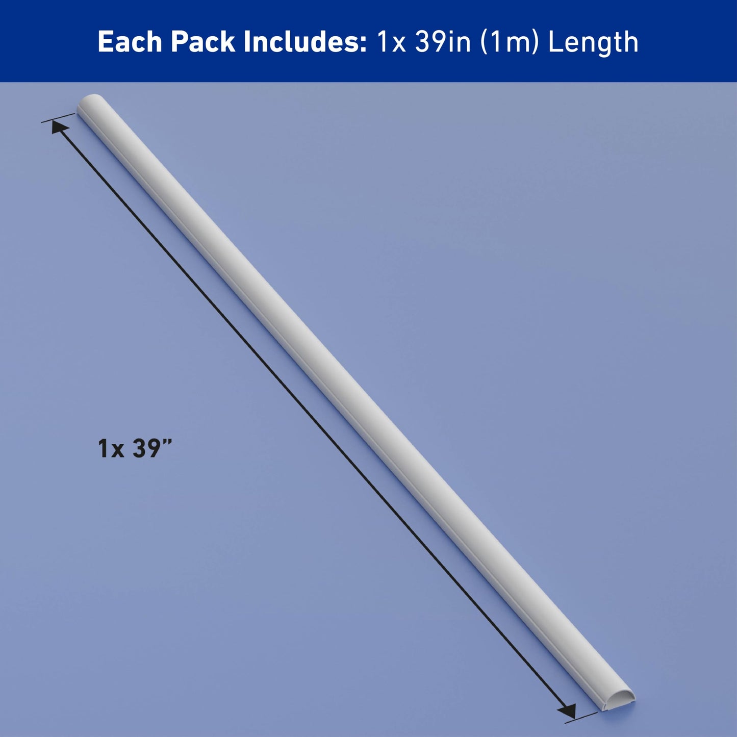 D-Line Cable Raceway On-Wall Cord Cover | 1D3015W | Surface Mount Electrical Channel to Hide and Conceal Cords, Cables, and Wires | White, Paintable