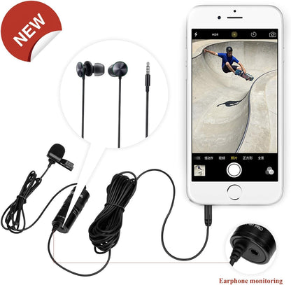 BOYA BY-M1 Pro Lapel Microphone, Clip-on Lavalier Mic for iPhone Adroid Smartphones, DSLR Camera Camcorders, Audio Recorders, PC Laptop Recording