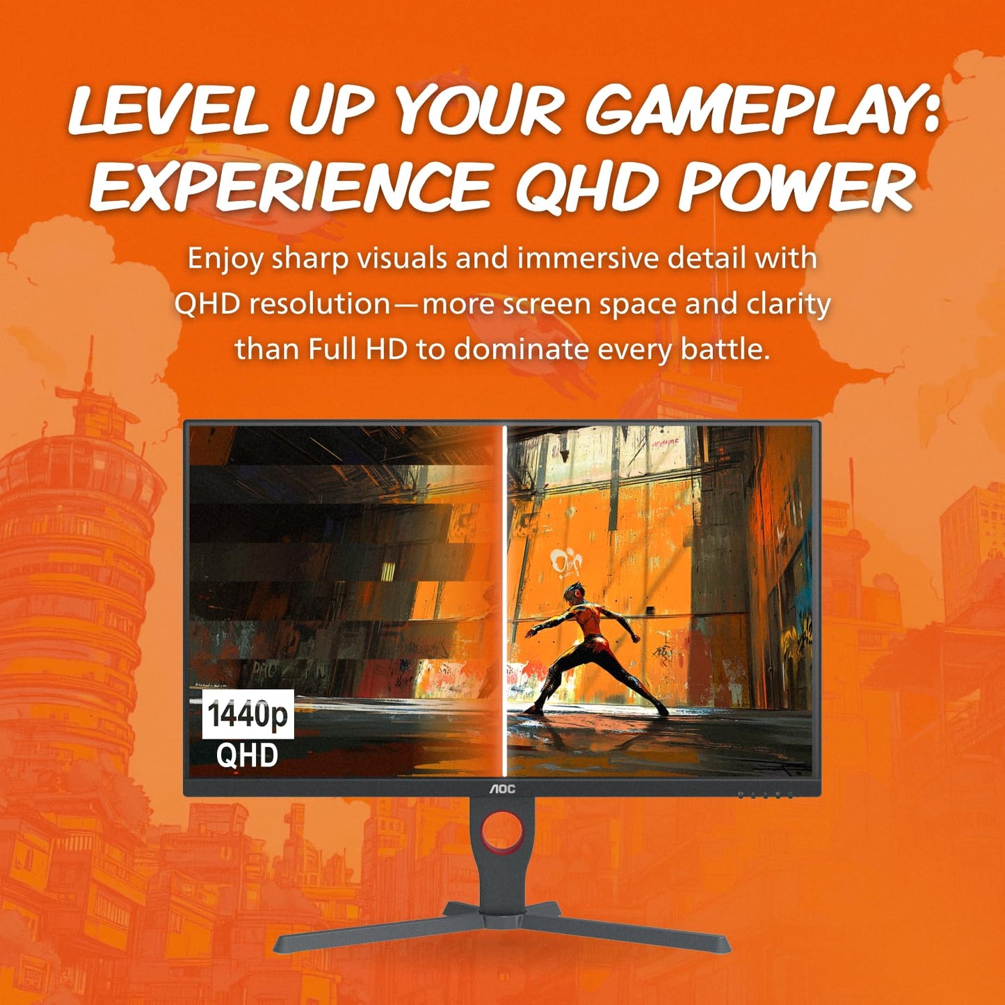 AOC Q32G11ZNE 32" Frameless Gaming Monitor QHD 2560 x 1440, 240Hz, 0.5ms Response time, HDR Ready, Console Gaming Ready, 3-Year Zero Dead Pixel Guarantee, Black