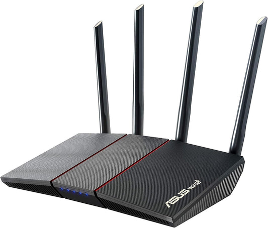 ASUS RT-AX55 AX1800 Dual Band WiFi 6 Gigabit Router, 802.11ax, Lifetime Internet Security, Parental Control, Mesh WiFi Support, MU-MIMO, OFDMA, 4 Gigabit LAN Ports, Beamforming
