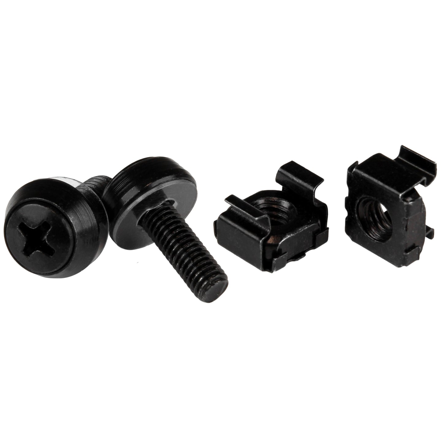 StarTech 50-Pack 10-32 19mm Screws and Square Hole Clip Nuts for 19" or 10" Server Racks, Cabinets and Enclosures, Black and Silver - TAA
