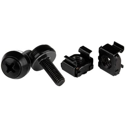 StarTech 50-Pack 10-32 19mm Screws and Square Hole Clip Nuts for 19" or 10" Server Racks, Cabinets and Enclosures, Black and Silver - TAA