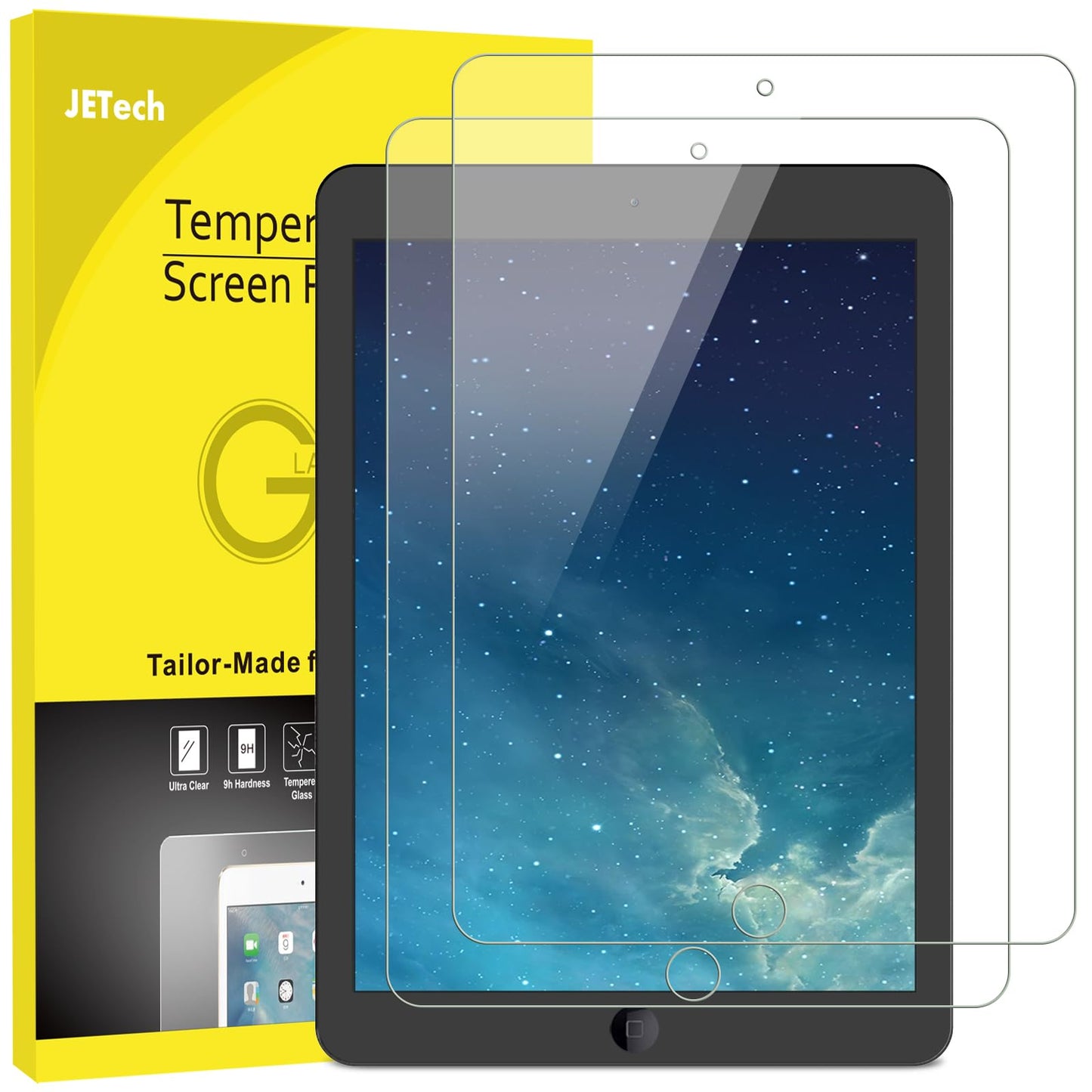 JETech Screen Protector for iPad (A16) 11th/10th Generation (2025/2022), 9H Tempered Glass Film, HD Clear, 2-Pack