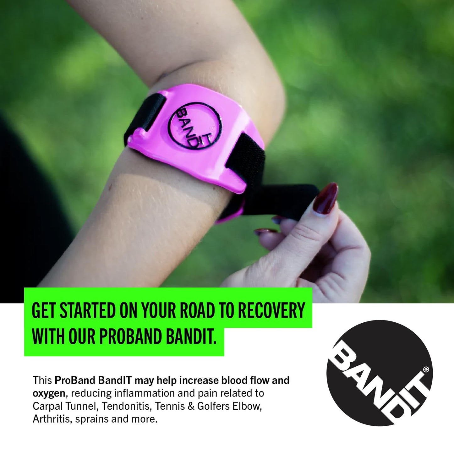 BandIT ® Therapeutic Arm Band for Elbow & Forearm Pain Relief, Anatomically Focused Dynamic Compression Band for Carpal Tunnel, Tendonitis, Tennis Elbow, Golfers Elbow, Sprains, & Arthritis, White